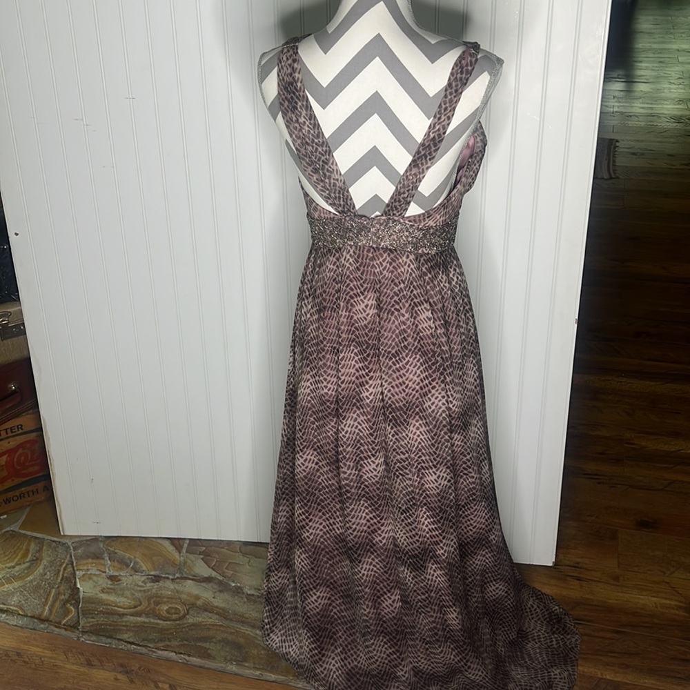 Donna Ricco Silk Beaded Maxi Halter Dress Size 6 - Picture 8 of 16